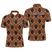 Load image into Gallery viewer, Brown Argyle Pattern Custom Skull Halloween Bowling Shirts For Men Bowlers Outfits IPHW7303