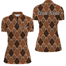 Load image into Gallery viewer, Brown Argyle Pattern Custom Skull Halloween Bowling Shirts For Women Bowlers Outfits IPHW7303