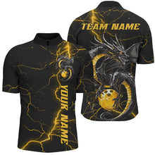 Load image into Gallery viewer, Black And Gold Custom Dragon Bowling Shirts For Men, Dragon Bowling League Shirts Outfits IPHW7309