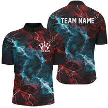 Load image into Gallery viewer, Blue And Red Thunder Lightning Custom Bowling Uniforms, Patriotic Bowling Shirts For Men IPHW7316