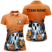 Load image into Gallery viewer, Cute Ghost With Bowling And Beer Custom Halloween Bowling Shirts For Women, Bowler Outfits IPHW7627