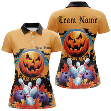 Load image into Gallery viewer, Custom Halloween Ladies Bowling Shirts, Pumpkin Bowling Ball Bowling Team Halloween Outfit IPHW7629