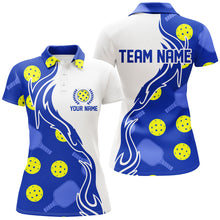 Load image into Gallery viewer, Pickleball Ball And Paddles Custom Pickleball Shirts for ladies, Casual Pickleball Polo Tops | Blue IPHW5532