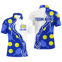 Load image into Gallery viewer, Pickleball Ball And Paddles Custom Pickleball Shirts For Men, Casual Pickleball Polo Tops | Blue IPHW5532