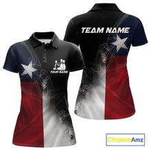 Load image into Gallery viewer, Custom Smoke Texas Flag Bowling Women Team Shirts, Patriotic Texas Bowling Jerseys IPHW10625