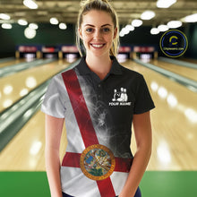 Load image into Gallery viewer, Custom Smoke Florida Flag Bowling Women Team Shirts, Patriotic Florida Bowling Jerseys IPHW10626