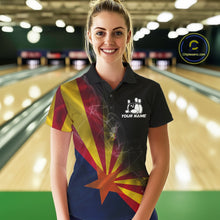 Load image into Gallery viewer, Custom Smoke Arizona Flag Bowling Women Team Shirts, Patriotic Arizona Bowling Jerseys IPHW10627