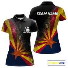 Load image into Gallery viewer, Custom Smoke Arizona Flag Bowling Women Team Shirts, Patriotic Arizona Bowling Jerseys IPHW10627