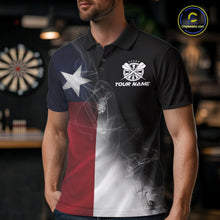 Load image into Gallery viewer, Custom Smoke Flame Texas Flag Patriotic Darts Shirt For Men, Dart League Team Jerseys IPHW10631