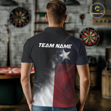 Load image into Gallery viewer, Custom Smoke Flame Texas Flag Patriotic Darts Shirt For Men, Dart League Team Jerseys IPHW10631