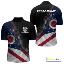 Load image into Gallery viewer, Custom Smoke Flame Ohio Flag Patriotic Darts Shirt For Men, Dart League Team Jerseys IPHW10632
