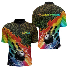 Load image into Gallery viewer, Custom Rainbow Flame Bowling Team Quarter-Zip Shirts For Men, Colorful Bowling League Shirt IPHW8785