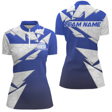 Load image into Gallery viewer, Custom Blue Bowling Team Shirts For Women, Bowling Ball Pattern Bowlers Outfits IPHW6271