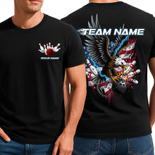 Load image into Gallery viewer, Custom Grunge American Flag Eagle Bowling T-Shirts For Men, Patriotic Thunder IPHW9058