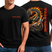Load image into Gallery viewer, Custom Fire Flame Dragon Bowling T-Shirts For Men, Fierce Team Uniform IPHW9063