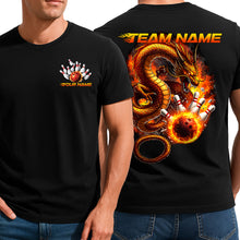 Load image into Gallery viewer, Personalized Flame Dragon Bowling T-Shirts For Men, Fire Bowling Ball Design IPHW9064