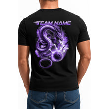 Load image into Gallery viewer, Custom Flame Dragon Bowling T-Shirts For Men, Purple Fire Bowling Ball Style IPHW9065