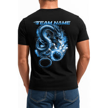 Load image into Gallery viewer, Custom Flame Dragon Bowling T-Shirts For Men, Blue Fire Bowling Ball Theme IPHW9066