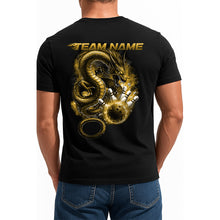 Load image into Gallery viewer, Custom Flame Dragon Bowling T-Shirts For Men, Yellow Fire Bowling Ball Graphics IPHW9067