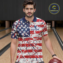 Load image into Gallery viewer, Custom Splatter Patriotic US Flag Bowling Polo Shirts For Men, American Bowling Jersey IPHW9257