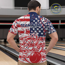 Load image into Gallery viewer, Custom Splatter Patriotic US Flag Bowling Quarter-Zip Shirts For Men, American Bowling Jersey IPHW9257