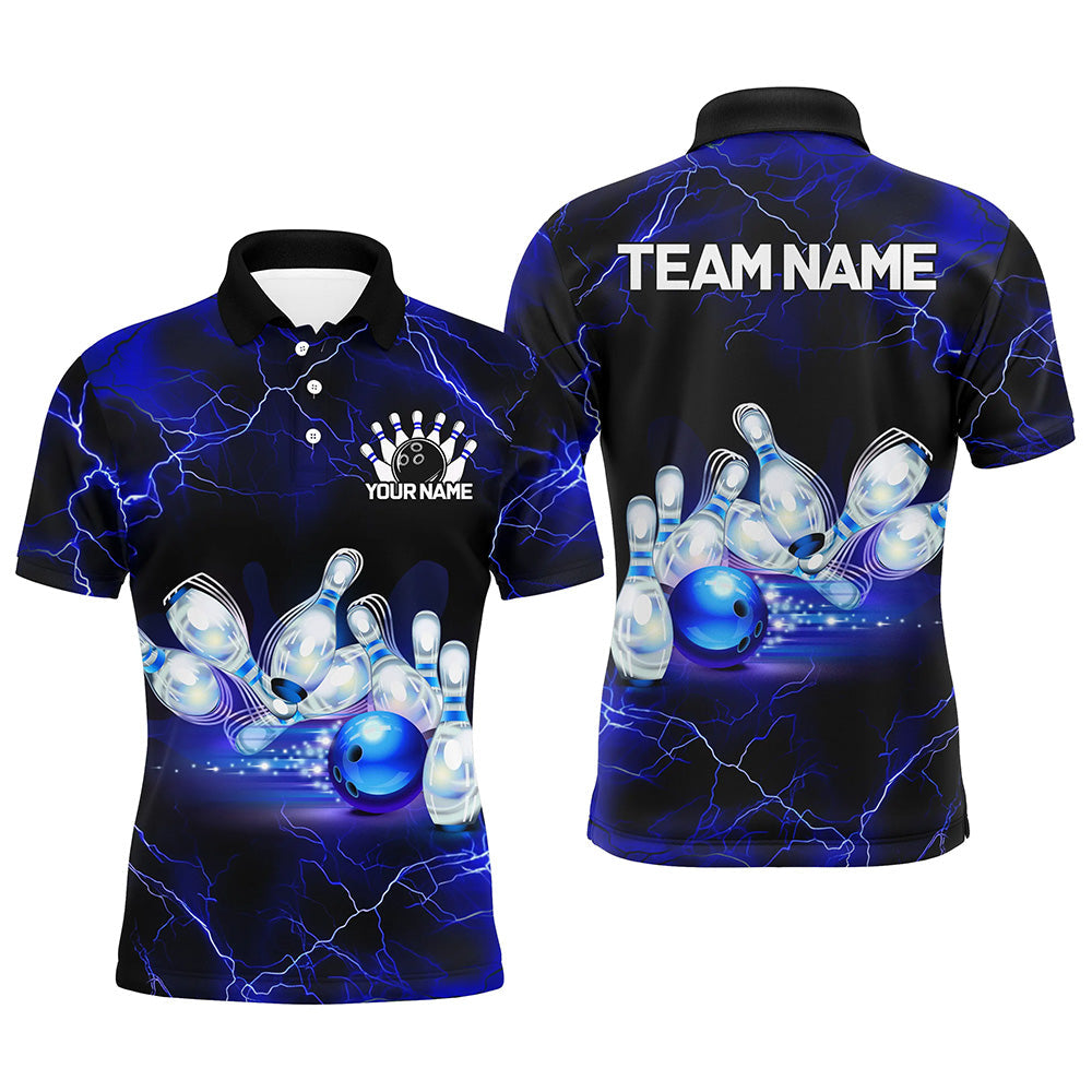 Blue Thunder Lightning Custom Bowling Shirts For Men, Bowling League Shirts Bowling Jersey IPHW7332