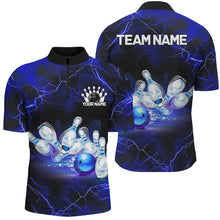 Load image into Gallery viewer, Blue Thunder Lightning Custom Bowling Shirts For Men, Bowling League Shirts Bowling Jersey IPHW7332