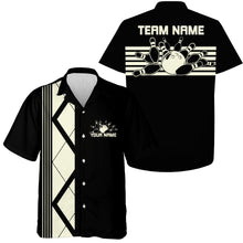 Load image into Gallery viewer, Custom Retro Bowling Button Up Shirt , Vintage Striped Bowling Team Hawaiian Shirt IPHW10071