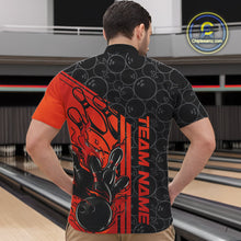 Load image into Gallery viewer, Custom Black And Red Orange Flame Bowling Quarter-Zip Shirts For Men, Bowling Pattern Shirt IPHW9271