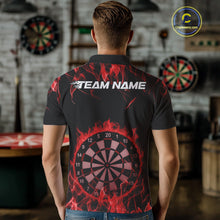 Load image into Gallery viewer, Custom Black And Red Flame Dartboard Dart Polo Shirts For Men, Dart Players Outfits IPHW9963