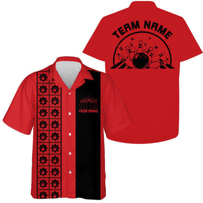 Custom Retro Style Bowling Button Up Shirt, Vintage Bowling Hawaiian Team Shirt IPHW10080