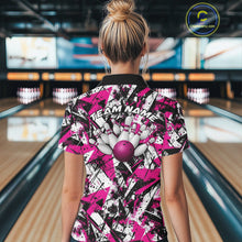 Load image into Gallery viewer, Custom Graffity Pink Camo Bowling Team Women Polo Shirts, Camouflage Bowling Jerseys IPHW10214