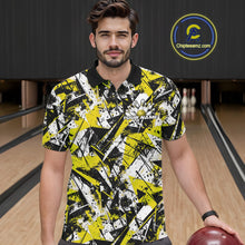 Load image into Gallery viewer, Custom Graffity Yellow Camo Bowling Team Men Polo Shirts, Camouflage Bowling Jerseys IPHW10217