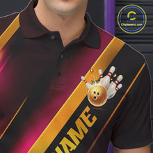 Load image into Gallery viewer, Custom Pink And Gold Bowling Tournament Shirts For Men And Women With Name, Bowler Outfit IPHW10646