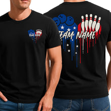 Load image into Gallery viewer, Custom Bowling T-Shirts For Men, Dripping American Flag Heart Patriotic Design IPHW9070