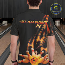 Load image into Gallery viewer, Custom Flame Bowling Team Polo Shirts For Men, Bowling Tournament Team Outfit IPHW9287
