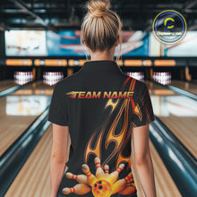 Load image into Gallery viewer, Custom Flame Bowling Team Polo Shirts For Women, Bowling Tournament Team Outfit IPHW9287