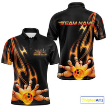 Load image into Gallery viewer, Custom Flame Bowling Team Polo Shirts For Men, Bowling Tournament Team Outfit IPHW9287