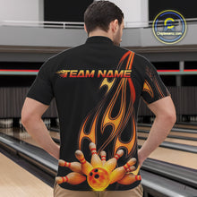 Load image into Gallery viewer, Custom Flame Bowling Team Quarter-Zip Shirts For Men, Bowling Tournament Team Outfit IPHW9287
