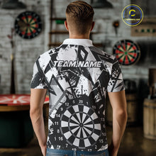 Load image into Gallery viewer, Custom Grunge Splatter Black And White Dartboard Dart Team Men Polo Shirts, Dart Jerseys IPHW9970