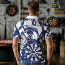 Load image into Gallery viewer, Custom Grunge Splatter Blue And White Dartboard Dart Team Men Polo Shirts, Dart Jerseys IPHW9971