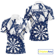 Load image into Gallery viewer, Custom Grunge Splatter Blue And White Dartboard Dart Team Men Polo Shirts, Dart Jerseys IPHW9971