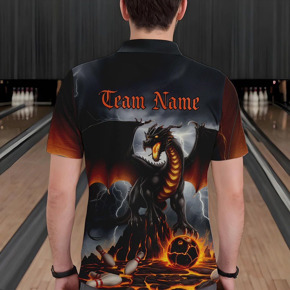 Custom Thunder Lightning Dragon Bowling Polo Shirts For Men,Dragon Bowling Team Shirt IPHW8300
