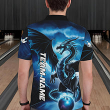 Load image into Gallery viewer, Custom Blue Thunder Lightning Dragon Bowling Polo Shirts For Men, Dragon Bowling Uniform IPHW8302