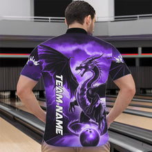 Load image into Gallery viewer, Custom Purple Thunder Lightning Dragon Bowling Quarter-Zip Shirts For Men, Dragon Bowling Uniform IPHW8305