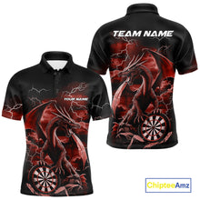Load image into Gallery viewer, Custom Red Lightning Dragon Darts Men Polo Shirts, Dragon Darts Team Jersey IPHW10384