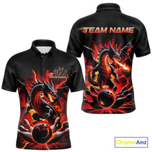 Load image into Gallery viewer, Custom Red Thunder Lightning Dragon Men Polo Shirts, Dragon Team Bowling League Shirt IPHW9024