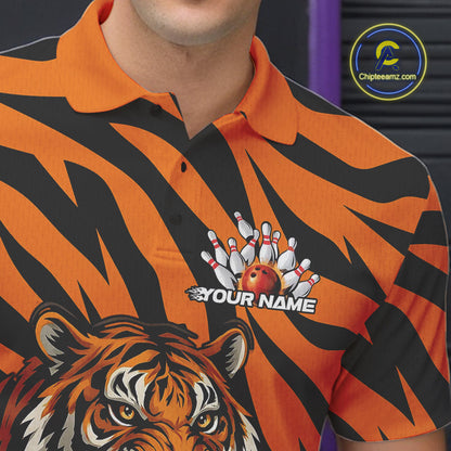 Custom Tiger Bowling Team Polo Shirts For Men, Tiger Bowling Team Uniform Bowler Outfit IPHW9025