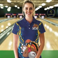 Load image into Gallery viewer, Custom Funny Turkey Bowling Team Shirts For Women, Thanksgiving Bowling Uniform Outfit IPHW7872