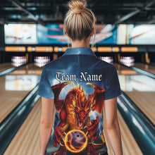 Load image into Gallery viewer, Custom Blue Thunder Lightning Flame Dragon Bowling Quarter-Zip Team Shirts For Women IPHW8306